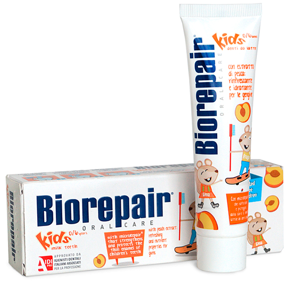 картинка Зубная паста для детей Biorepair Kids (Биорепейр) со вкусом персика, 50 мл