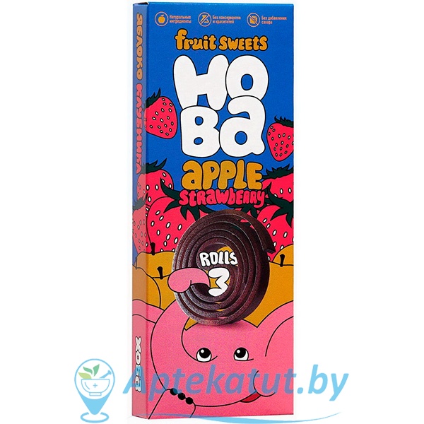 картинка Конфеты фруктово-ягодные ХОБА Яблоко-клубника, 30 г