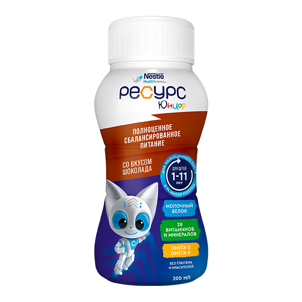 картинка Нестле Ресурс Клинутрен Юниор (Resource® Clinutren® Junior) со вкусом шоколада, 200мл